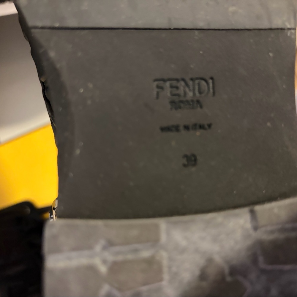 Fendi Black Embossed Leather Combat Boots - Picture 6 of 6